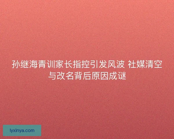 孙继海青训家长指控引发风波 社媒清空与改名背后原因成谜
