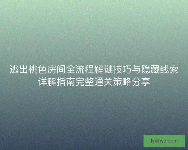 逃出桃色房间全流程解谜技巧与隐藏线索详解指南完整通关策略分享