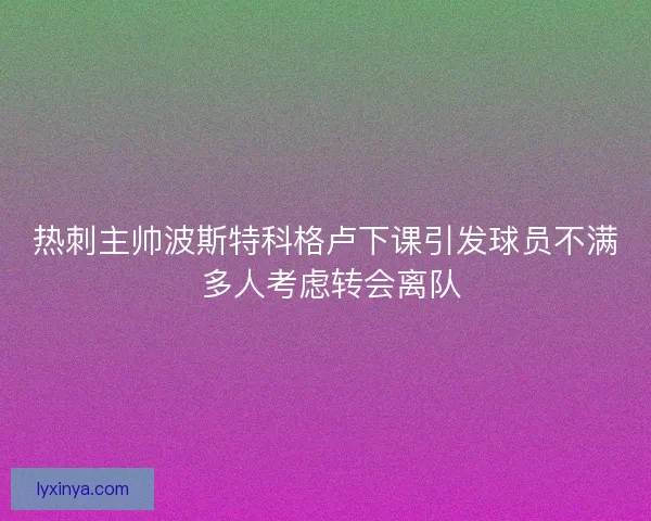 热刺主帅波斯特科格卢下课引发球员不满 多人考虑转会离队 热刺主帅波斯特科格卢下课引发球员不满 多人考虑转会离队